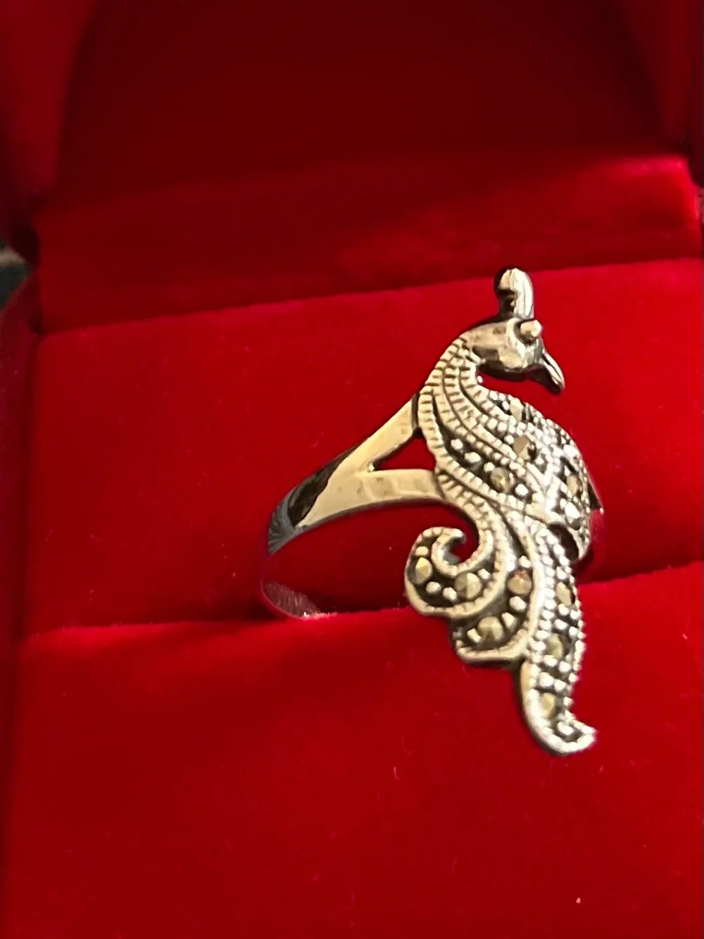 NEW 925 Peruvian Sterling Silver Peacock Statement Ring - Size 8